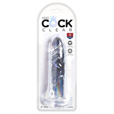 Прозрачный фаллоимитатор King Cock Clear 6 Cock - 18,4 см.