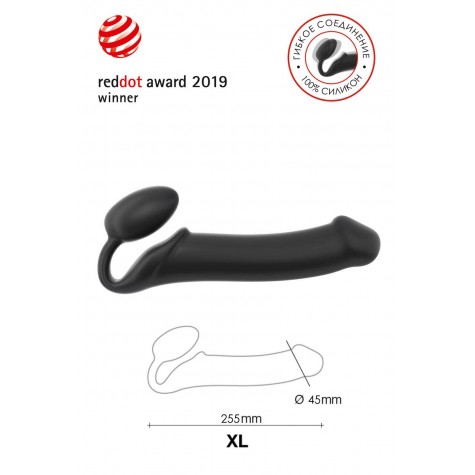 Черный безремневой страпон Silicone Bendable Strap-On XL