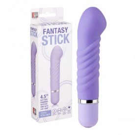 Фиолетовый мини-вибратор с увеличенной головкой и рёбрами NEON FANTASY STICK PURPLE - 11 см.